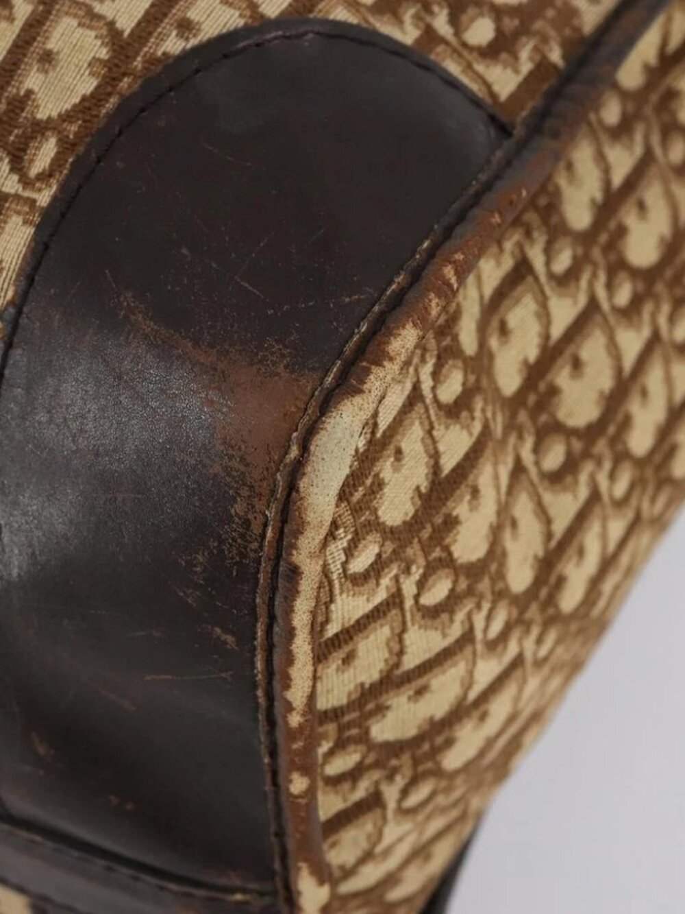 Christian Dior Trotter Canvas Boston Bag Beige Gold - Picture 14 of 16